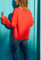 Kadın Mercan Yakası Yırtmaçlı Duble Kol Salaş Sweatshirt Bst3470