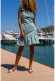 Womens Mint Lined Skirt Ruffled Scalloped Scalloped Dress Bst4059