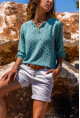 Kadın Mint Yakası Yırtmaçlı Krep Bluz Gk-Bst2841