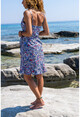 Kadın Multi Askılı Kruvaze Eteği Fırfrılı Kemerli Poplin Elbise Bst7095