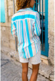 Womens Multi Striped Loose Soft Textured Shirt AYN1805