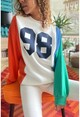 Kadın Multi Color Block Baskılı Oversize Üç İplik Sweatshirt Zm3