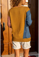 Womens Multi Color Block Boat Neck Loose Sweater GK-CCK1800
