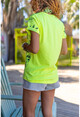 Kadın Neon Sarı Baskılı Oversize T-Shirt Pn35