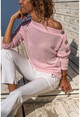 Womens Powder Shoulder Buttoned Self-Textured Glittery Slim Knitted Blouse GK-BST2995