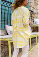 Womens Yellow Plaid Double Pocket Loose Shirt BST3217