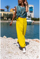 Womens Yellow Gipeli Washed Tasseled Elastic Hem Shalwar Trousers Rsd3019