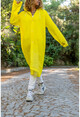 Kadın Sarı Kapüşonlu Suya Dayanaklı Eva Kumaş Kolay Kullanımlı Yağmurluk Dsgn1