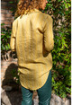 Kadın Sarı Kendinden Dokulu Yumuşak Tek Cep Gömlek Bst3266