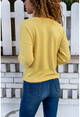 Kadın Sarı Yarım Patlı Yumuşak Dokulu İnce Örme Bluz GK-BST3165