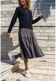 Kadın Siyah Altı Kiloş Etek Üstü Sweatshirt Elbise GK-TD2015