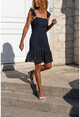 Womens Black Lined Skirt Ruffled Scalloped Scalloped Dress Bst4059