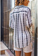 Womens Black and White Ethnic Striped Soft Textured Loose Shirt AYN1819