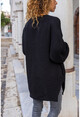 Womens Black Loose Cardigan with Pocket GK-CCK4321