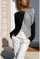 Womens Black Color Block Sweater GK-CCKYN1002