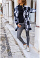 Womens Black Plaid Pockets Loose Thick Jacket Shirt GK-BST3174