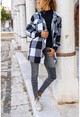 Womens Black Plaid Pockets Loose Thick Jacket Shirt GK-BST3174