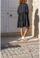Womens Black Skirt Pleated Half-Pleat Satin Dress Bst3213