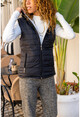 Womens Black Hooded Zipper Pocket Inflatable Vest GK-CM230