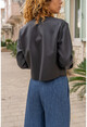 Kadın Siyah-Mat İçi Kürk Dışı Deri Crop Ceket Bst3301