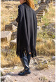 Kadın Siyah Omzu Düğme Detaylı Altı Püsküllü Salaş Triko Elbise GK-CCK2190