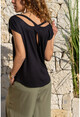 Womens Black Cross Back T-Shirt GK-CCK9086