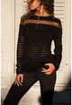 Womens Black Tulle Detailed Blouse GK-CCK6145