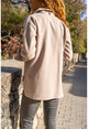 Kadın Taş Kaşe Oversize Çift Cep Ceket Gömlek Bst3275