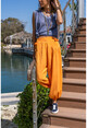 Womens Orange Gipe Washed Tasseled Elastic Hem Baggy Trousers Rsd3019