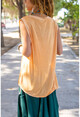 Kadın Turuncu Önü İpek Tek Cepli İşleme Detaylı Salaş Bluz Rsd3016
