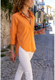 Womens Orange Soft Textured Shirt with Side Snaps BST6435