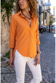 Womens Orange Soft Textured Shirt with Side Snaps BST6435