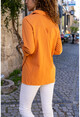 Womens Orange Soft Textured Shirt with Side Snaps BST6435