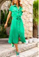 Kadın Yeşil Cepli Kemerli Safari Airobin Elbise Bstk4045