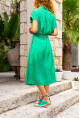 Kadın Yeşil Cepli Kemerli Safari Airobin Elbise Bstk4045