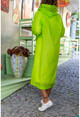 Kadın Yeşil Kapüşonlu Suya Dayanaklı Eva Kumaş Kolay Kullanımlı Yağmurluk Dsgn1