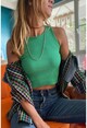 Kadın Yeşil Kaşkorse Kolsuz Basic Bluz Vl3