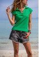 Kadın Yeşil Polo Yaka Kaşkorse T-Shirt Gk-Bstw2879