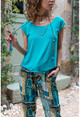 Kadın Yeşil Sırtı Çapraz T-Shirt GK-CCK9086