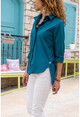 Womens Green Soft Textured Shirt with Side Snap BST6435