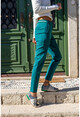 Womens Emerald Green Waist Tape Stripe Pencil Pants GK-ART205