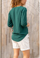 Womens Emerald Green Handkerchief Collar Crepe Shirt Bst6458