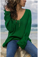 Womens Emerald Green V-Neck Sweater GK-CCK6142