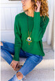 Womens Emerald Green Bat Sleeve Thessaloniki Slim Knitted Sweater GK-CCK1114