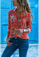 Red Floral Patterned Shirt Gk-Bst30Kt4009-5140