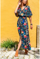 Black Floral Front Slit Long Dress GK-BST2624