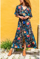 Black Floral Front Slit Long Dress GK-BST2624