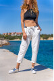 Kadın Beyaz Beli Lastikli Cepli Rahat Kalıp Pantolon BST700-3523