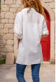 Kadın Beyaz Poplin Yanı Yırtmaçlı Oversize Uzun GömlekBST700-3518