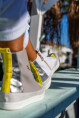 Guki35 Kadın Gri-Sarı Günlük Rahat Vegan Tune High Top Sneaker Gk-Earendel064